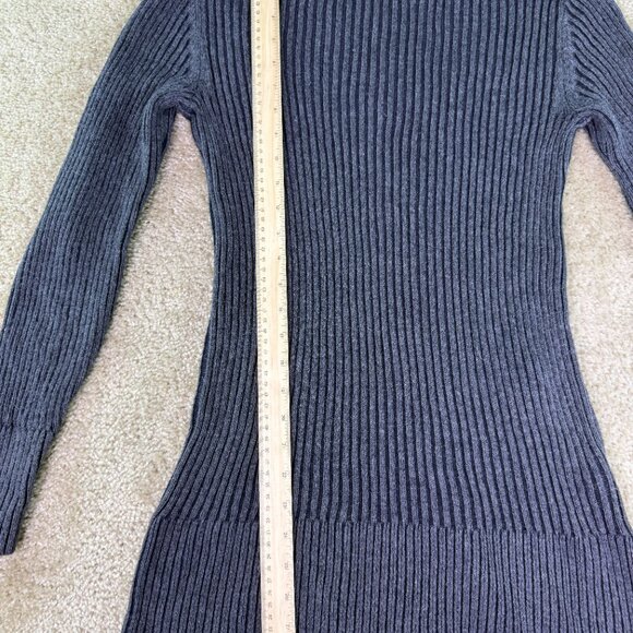 Eddie Bauer Womens Gray Long Cardigan Sweater Size Small Cable Knit Pockets E689 - Picture 9 of 11